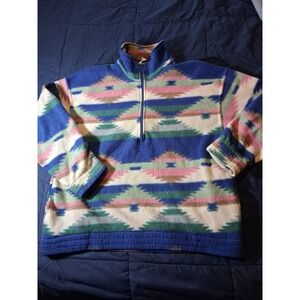 Active Sensation Women Large Fleece Quarter Zip Southwestern Geometric Pullover